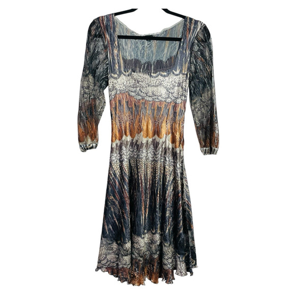 Komarov Fairy Goth Dress Womens L Moody Crinkle Lace Neck Witchy Romantic - Picture 1 of 9